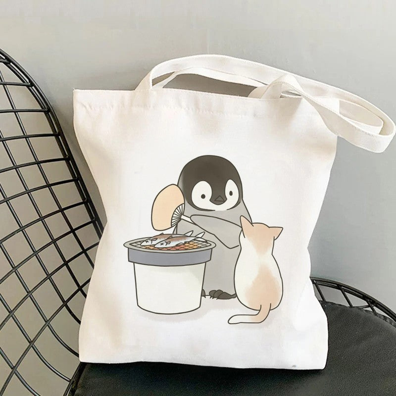 Shopping Tote Custom Blank Zipper Cotton Bag Student Canvas