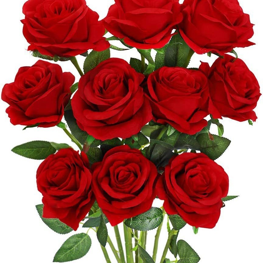 Artificial Rose Single Raw Silk Fake Flower Artificial Flowers