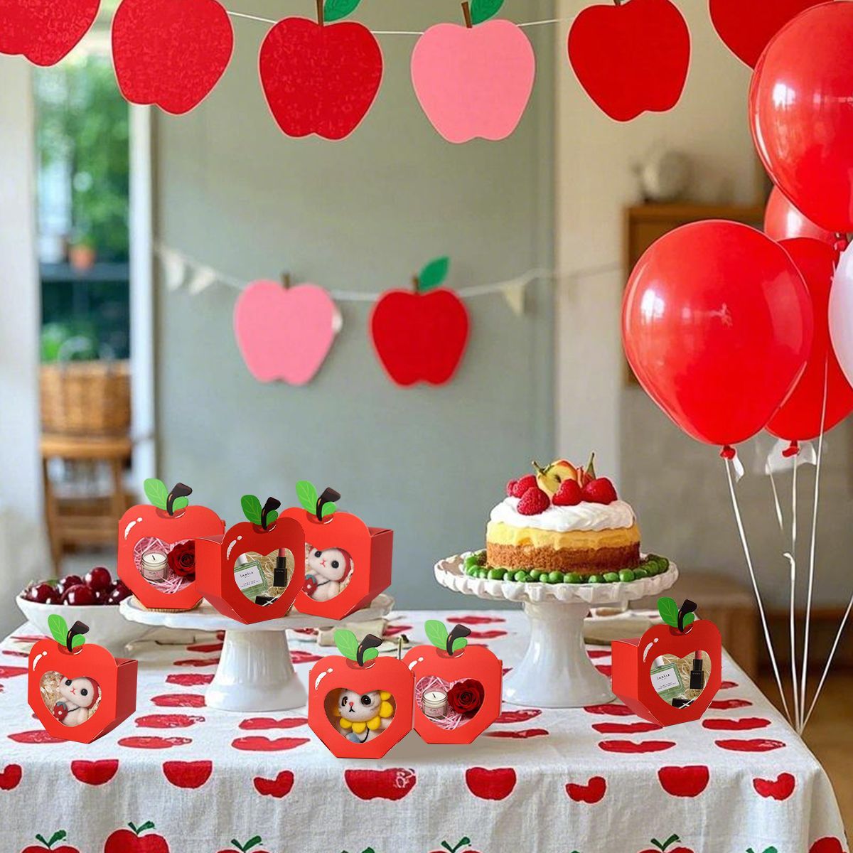 Shaped Gift Boxes With Clear Window Back To School Paper Candy Container DIY Teacher Appreciation Thank You Treat Box For Birthday Wedding Graduation Party Decoration Supplies