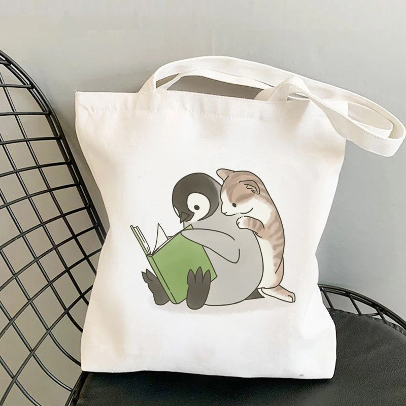 Shopping Tote Custom Blank Zipper Cotton Bag Student Canvas