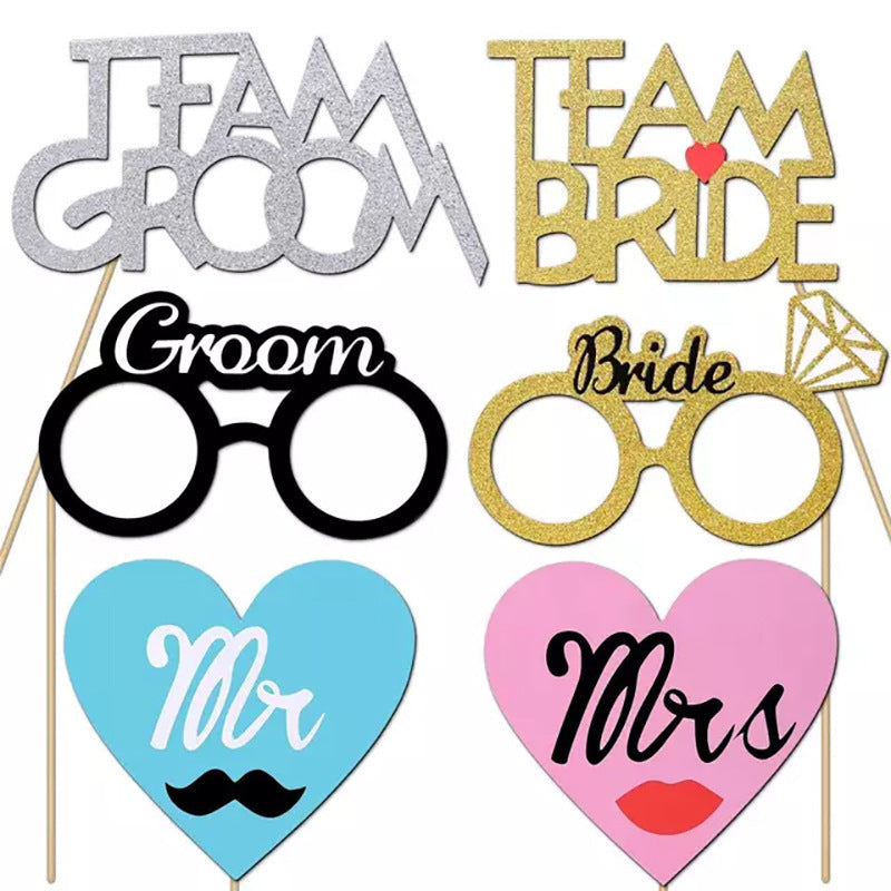 52-piece Wedding Paper Photo Beard Decoration Props