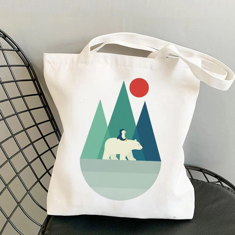 Shopping Tote Custom Blank Zipper Cotton Bag Student Canvas