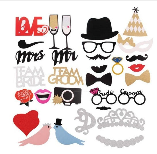 52-piece Wedding Paper Photo Beard Decoration Props